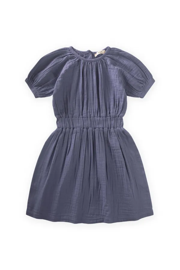 Organik Rustik Kız Elbise 2-9 Yaş Füme