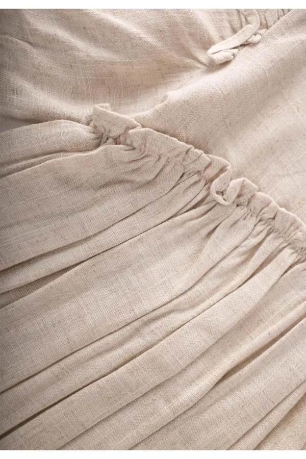 Robadan Fırfır Büzgülü Poplin Elbise 2-7 Yaş Naturel