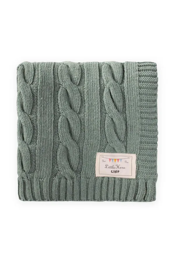 Couverture tricotée en maille 80 x 100 cm (+/- 5 cm) Vert menthe