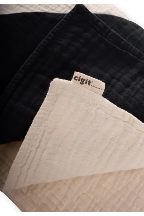 Couverture double couche à coins triangulaires 85 x 90 cm, fumée brute