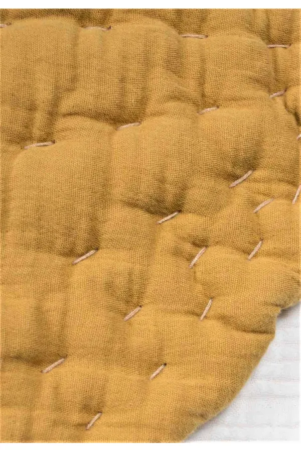 Tapis d'éveil bébé en mousseline 105 x 80 cm (lavé) moutarde
