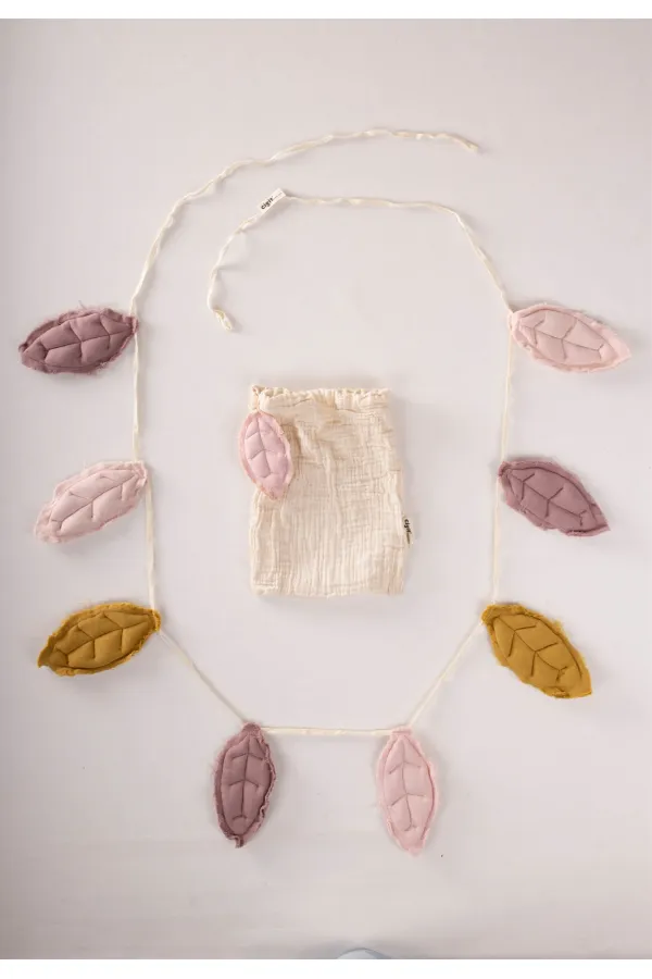 Ceviz Yaprağı Müslin Sıralı Çocuk Odası Flama Pudra