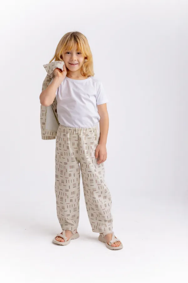 Striped Gabardine Trousers 2-7 Years Old Ecru Striped