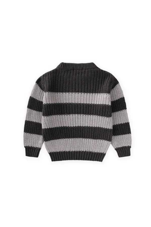 Selanik Çizgili Triko Kazak 2-8 Yaş Antrasit