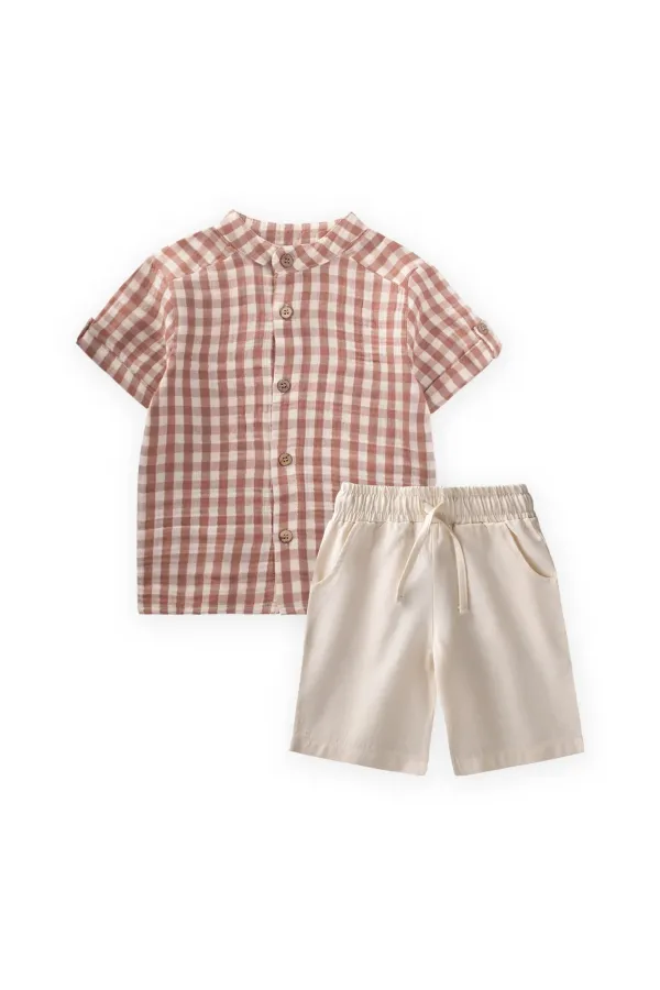 Muslin Shirt Set 1-8 Years Light Brown