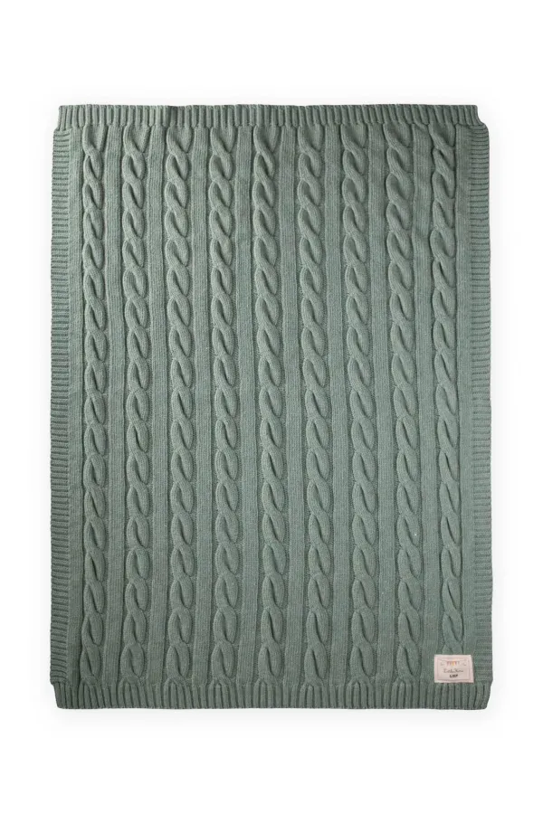 Couverture tricotée en maille 80 x 100 cm (+/- 5 cm) Vert menthe