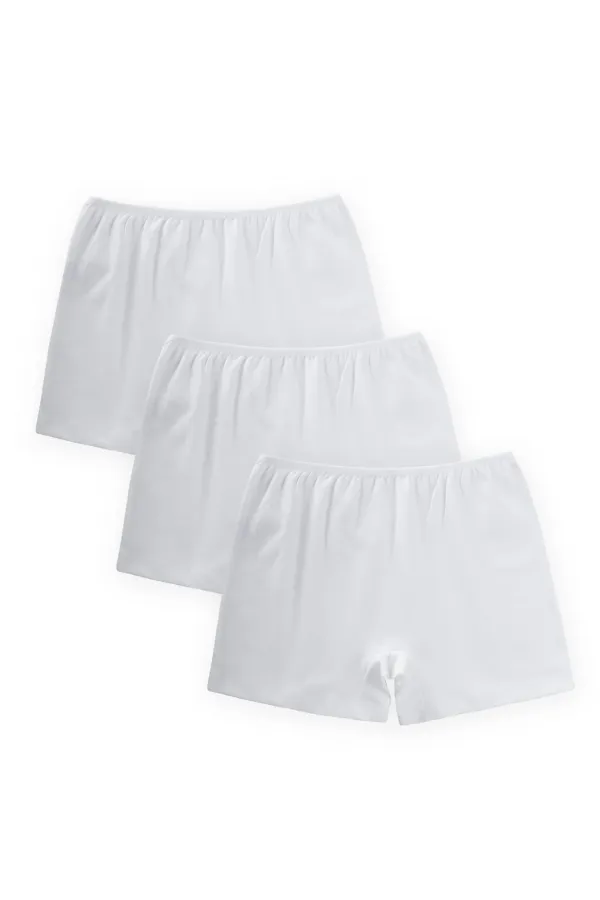 Triple-Binded Girls Boxer Shorts 2-9 Years White
