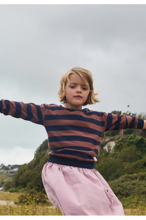 Striped Knitted Sweatshirt 2-12 Years Old Navy Blue Brown