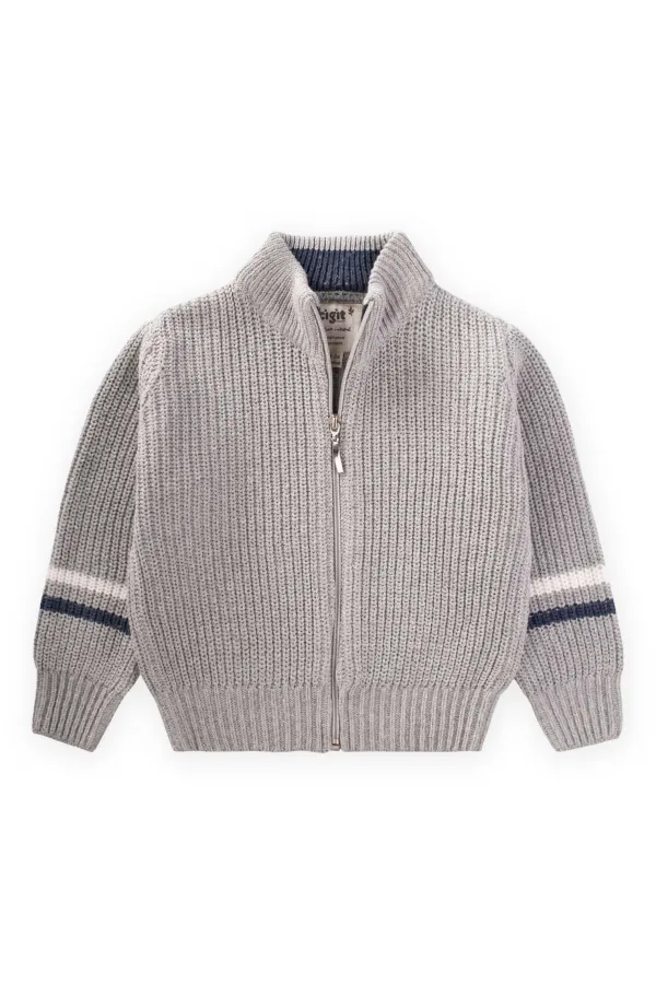 Gilet en maille à fermeture éclair pour enfants de 2 à 9 ans, gris