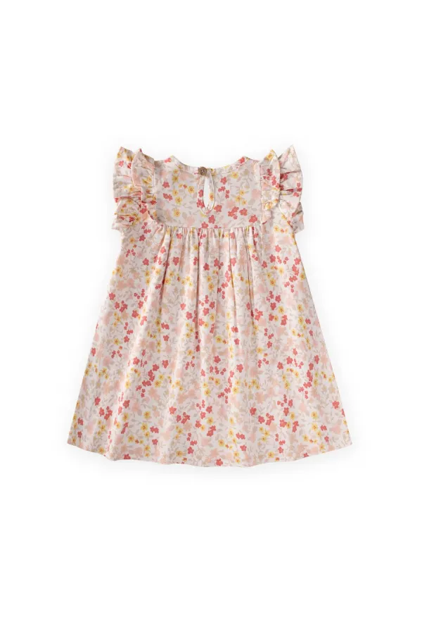 Robe à volants à motifs, 1-8 ans, écru