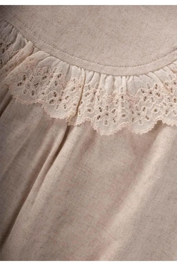 Robadan Dantelli Keten Bluz 2-7 Yaş Naturel