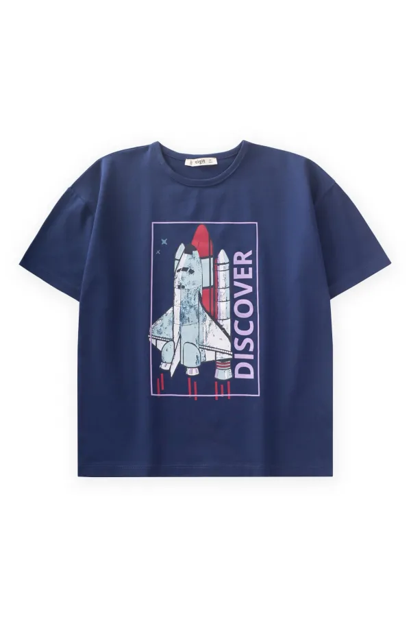 Découvrez le t-shirt imprimé bleu marine pour enfants de 8 à 12 ans.