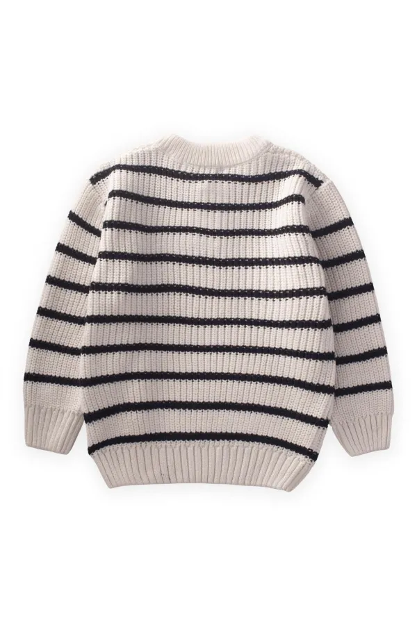 Pull rayé en maille écru 2-6 ans