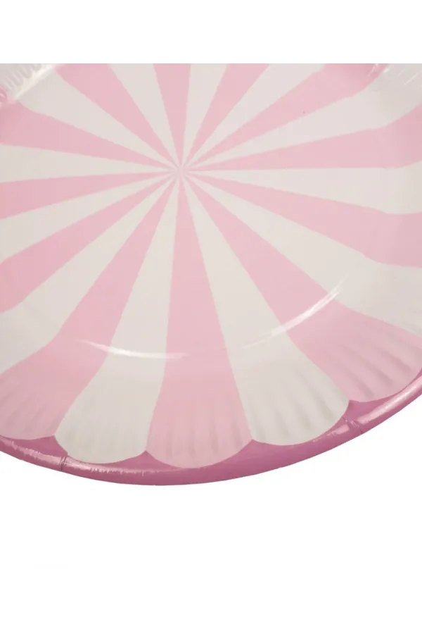 8'Lı Karton Tabak Pembe Dilimli Desen