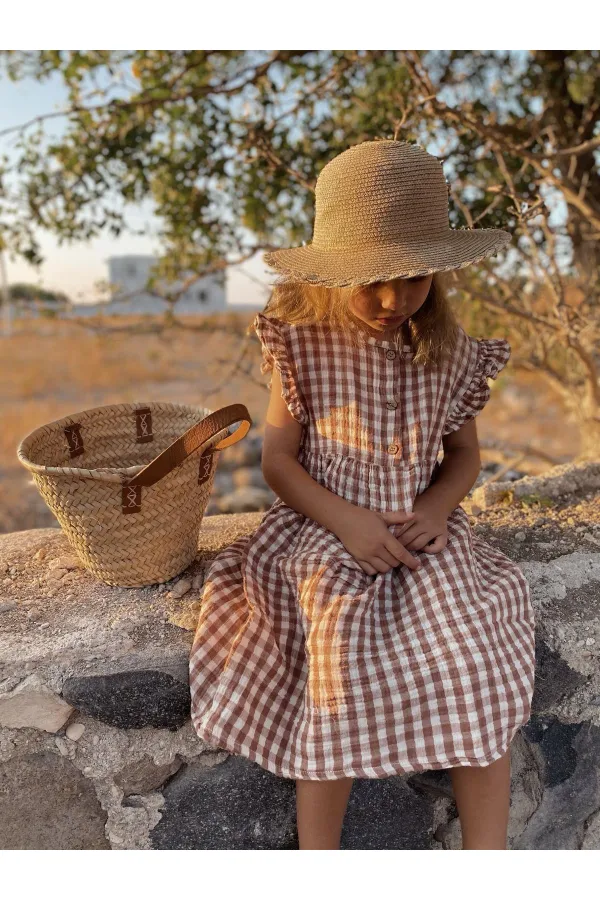 Robe à carreaux Peti marron, 1-8 ans