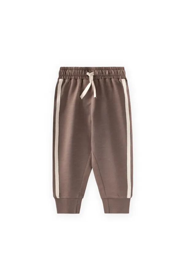 Şerit Detaylı Eşofman 1-10 Yaş Vizon