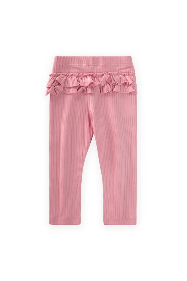 Arkası Fırfırlı Fitilli Tayt 0-3 Yaş Yavruağzı