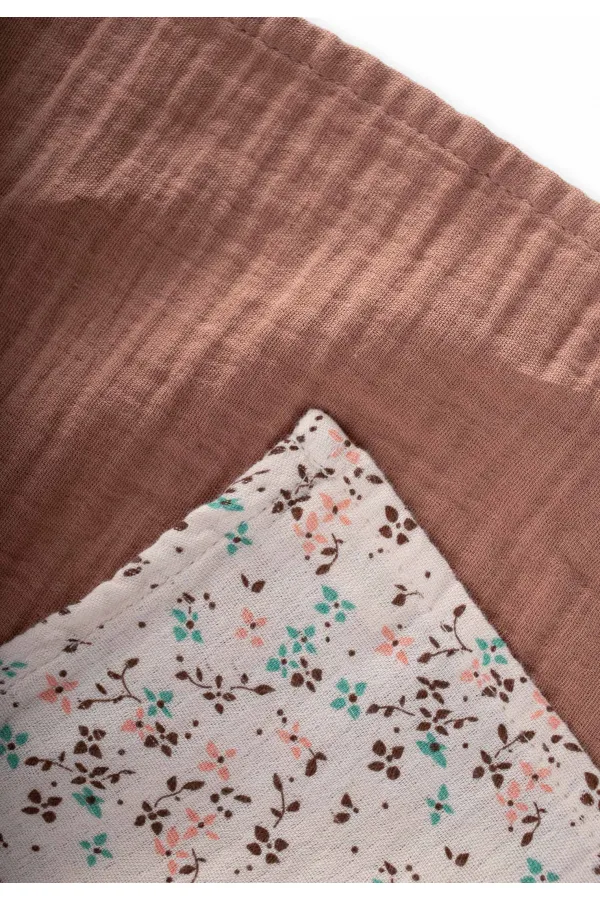 Double Muslin Mouth Cloth Set 25x25 cm Coffee Flower Pattern