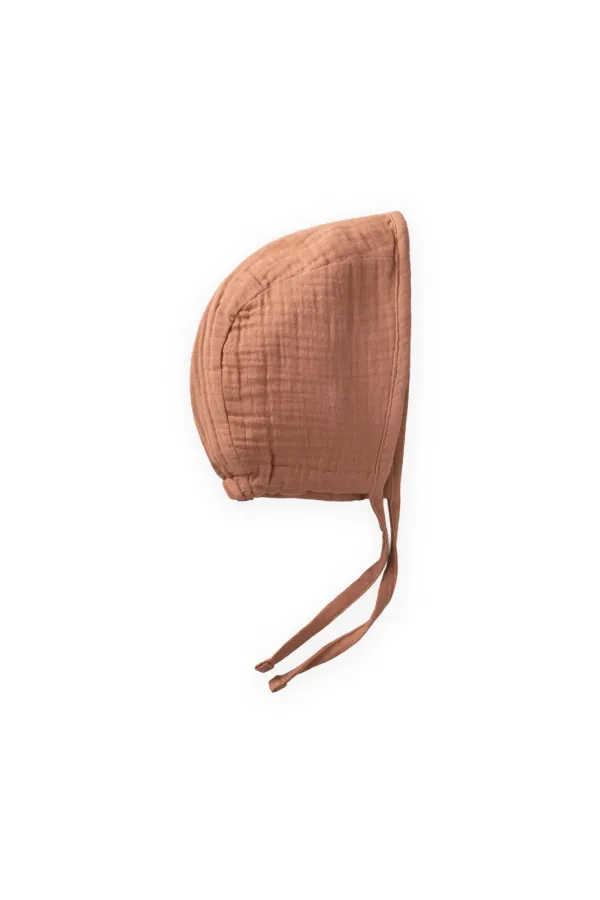 Tie-Up Baby Muslin Hat 0-2 years Light Brown
