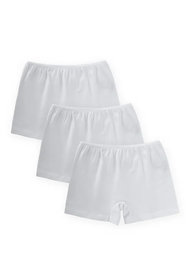 Triple-Binded Girls Boxer Shorts 2-9 Years White