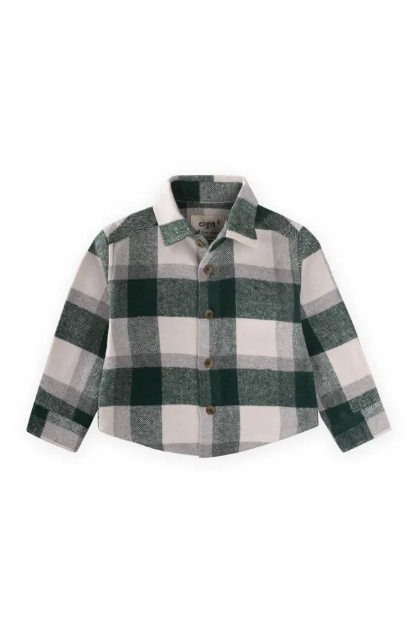 Oduncu Gömleği 1-9 Yaş Haki Ekoseli