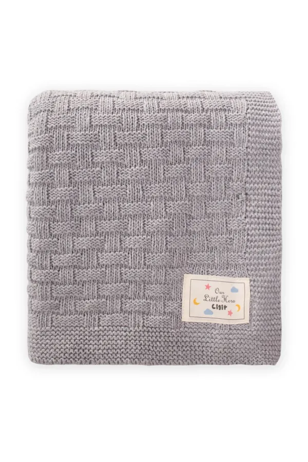 Roma Desen Triko Battaniye 80X100Cm Gri