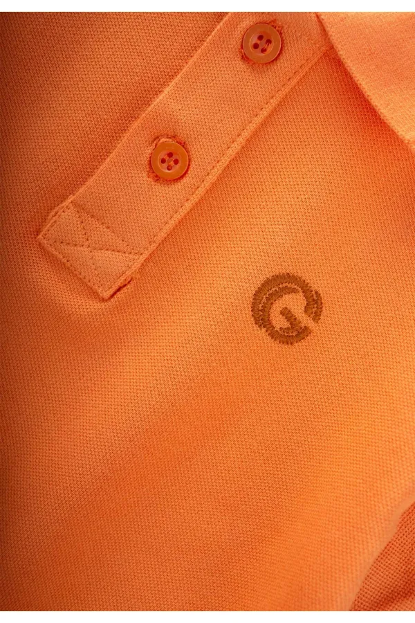 Embossed Polo Neck T-Shirt 2-10 Years Orange