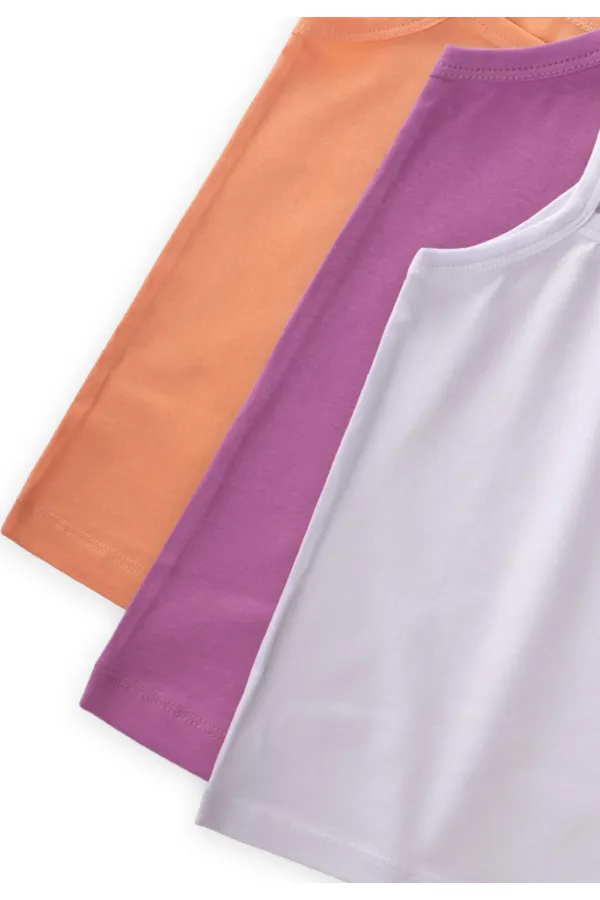 Girls' Strappy Tank Top, Three-Pack, Lilac, White, Salmon