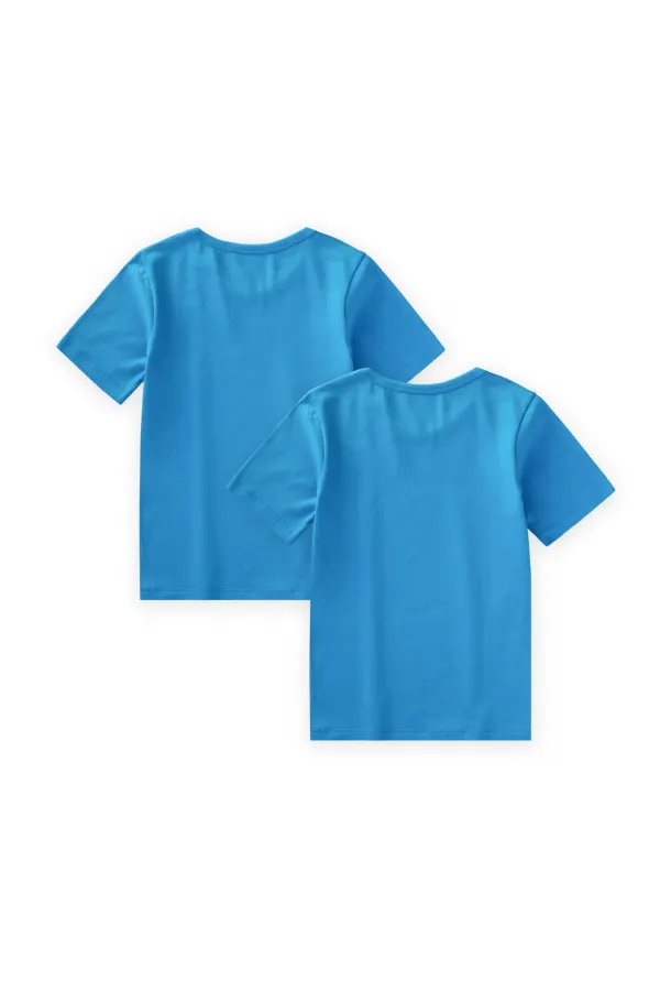 Débardeur deux pièces à manches courtes, 2-9 ans, bleu