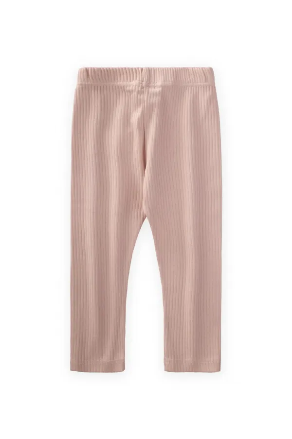 Collants côtelés rose poudré 0-5 ans