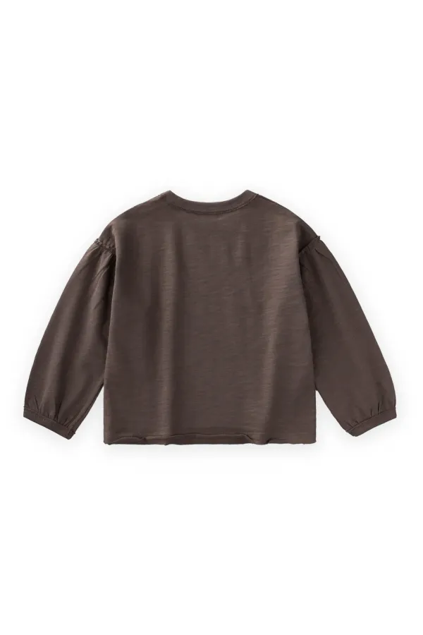 Fırçalı Rustik Uzun Kollu T-Shırt 1-7 Yaş Vizon