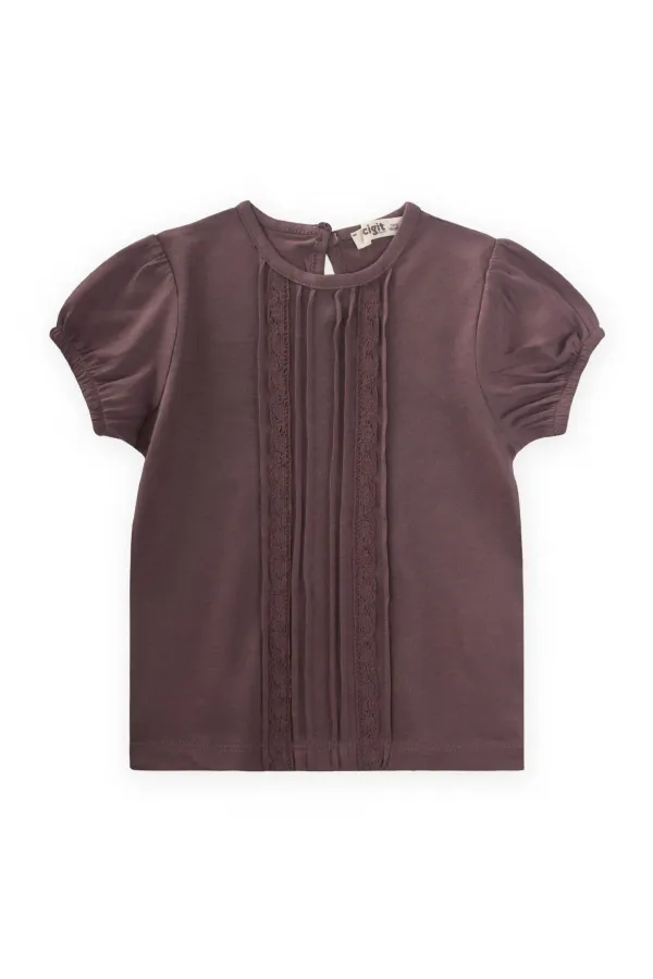 Lace Striped Blouse for 1-5 Year Olds Plum