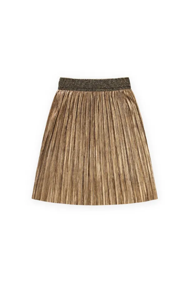 Piliseli Sim Lastik Detaylı Etek 2-10 Yaş Gold