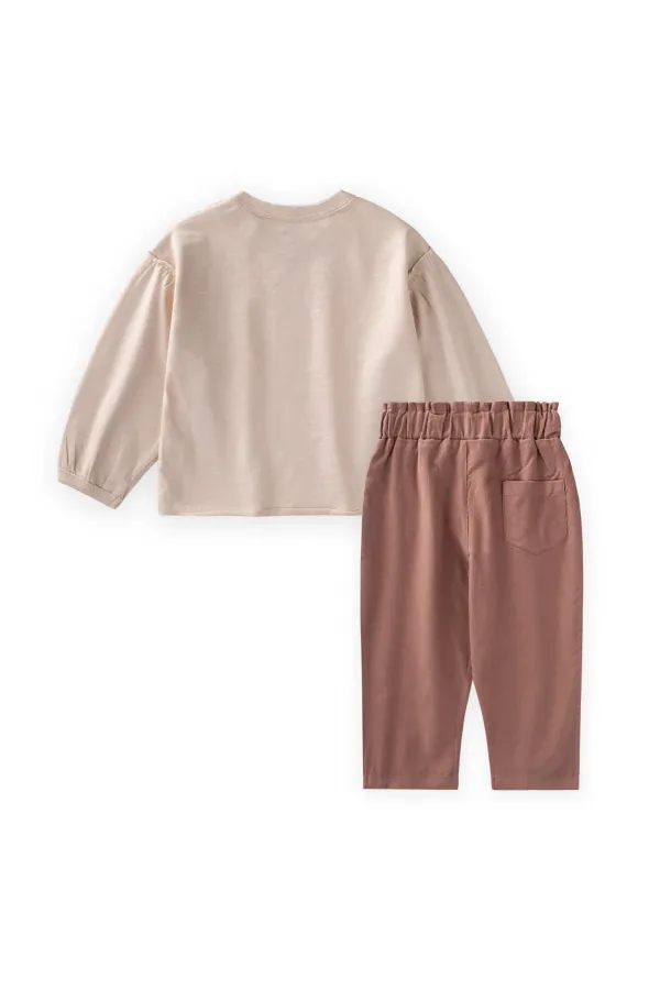 Velvet Trousers and T-Shirt Set, Ages 1-7, Ecru
