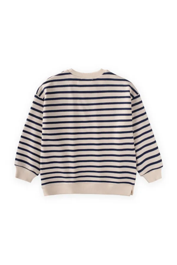 Striped Cardigan Detailed Seasonal Sweater for 2-12 Years Old Navy Blue