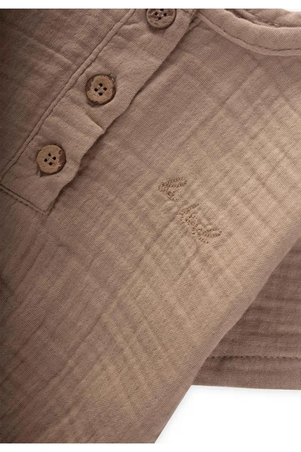 Organik Müslin Zıbın 0-3 Yaş Vizon