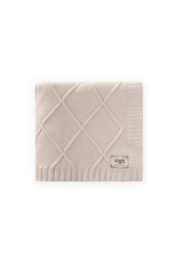 Couverture tricotée 80 x 100 cm naturelle