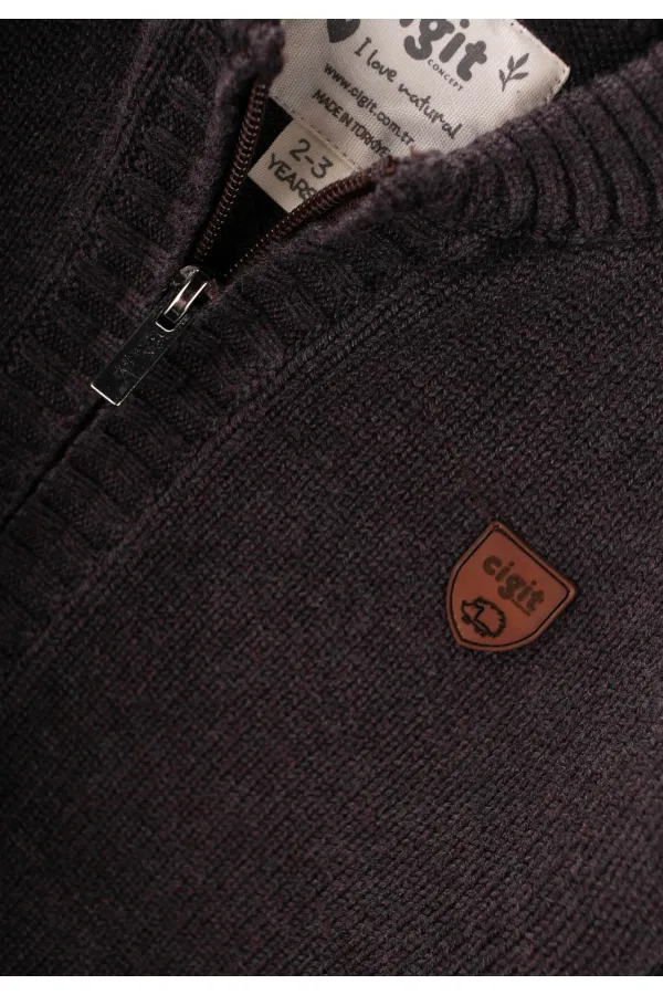 Triko Cepli Hırka 2-11 Yaş Kahve