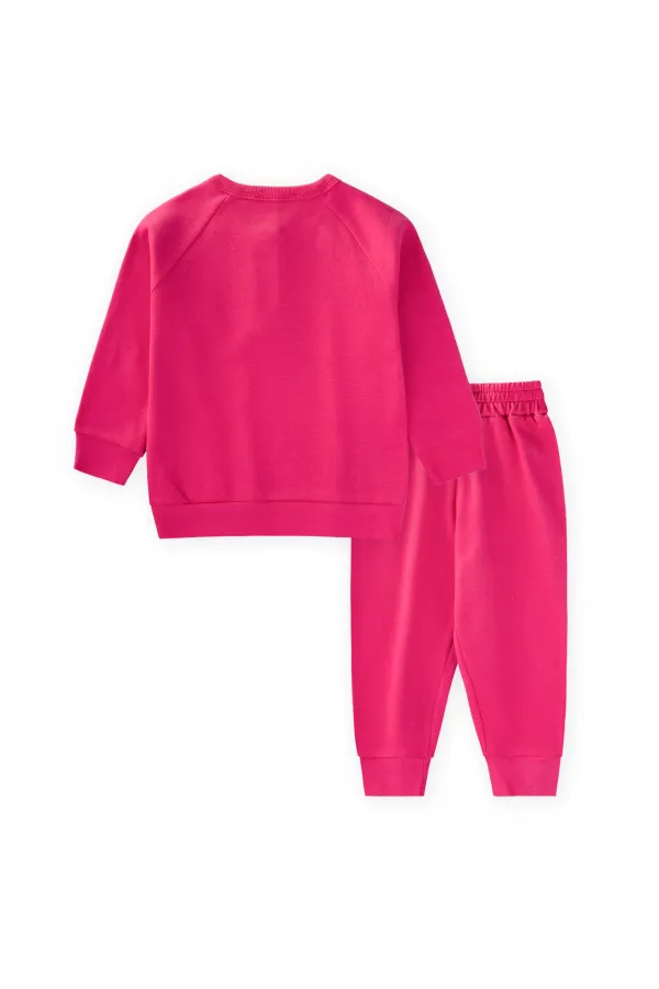Raglan Sleeve Placket Boys Basic Suit 1-5 Years Fuchsia