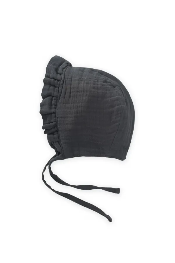 Muslim Baby Hat with Tie and Ruffle 0-2 Years Anthracite