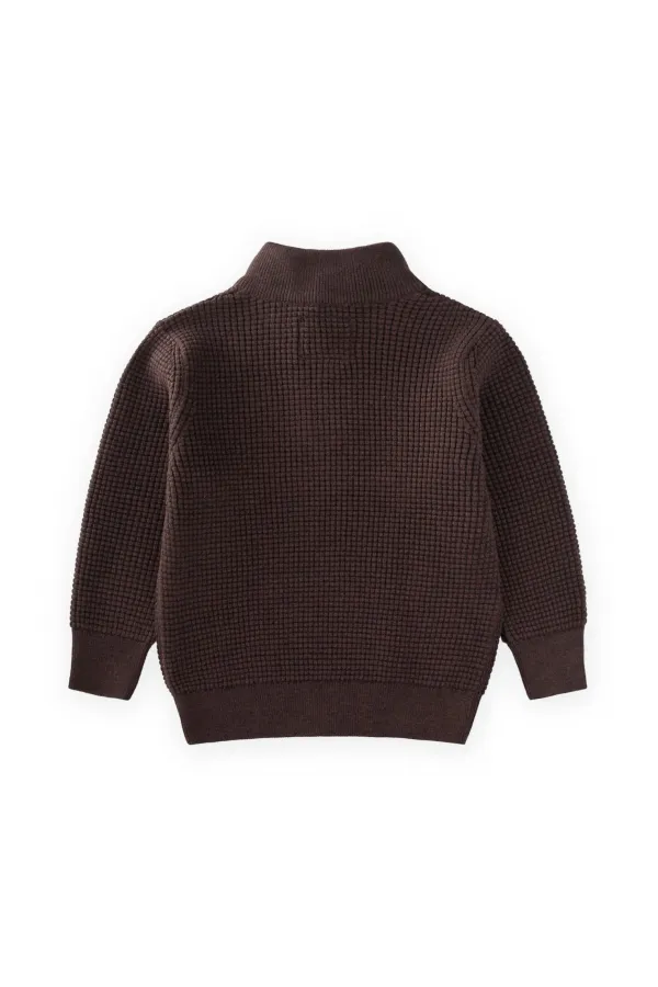 Pull Selanik Knitwear à fermeture éclair, marron, 2-11 ans