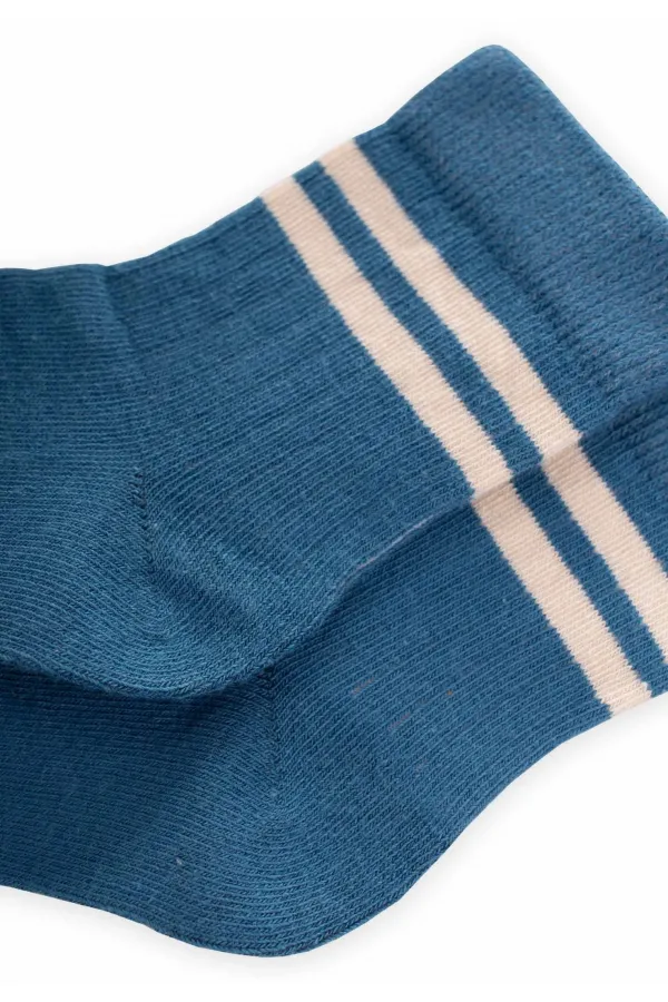 Ham Çizgili Soket 3-8 Yaş İndigo Mavi