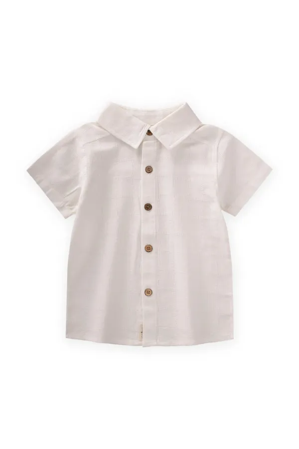 Chemise à carreaux écru, 2-10 ans