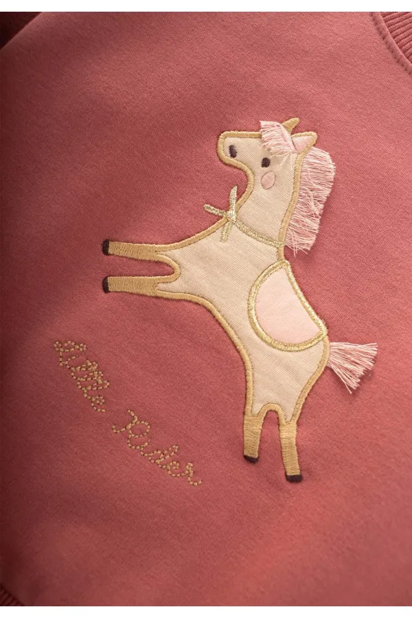 Horse Applique Sweatshirt, 1-6 Years Old, Dusty Rose