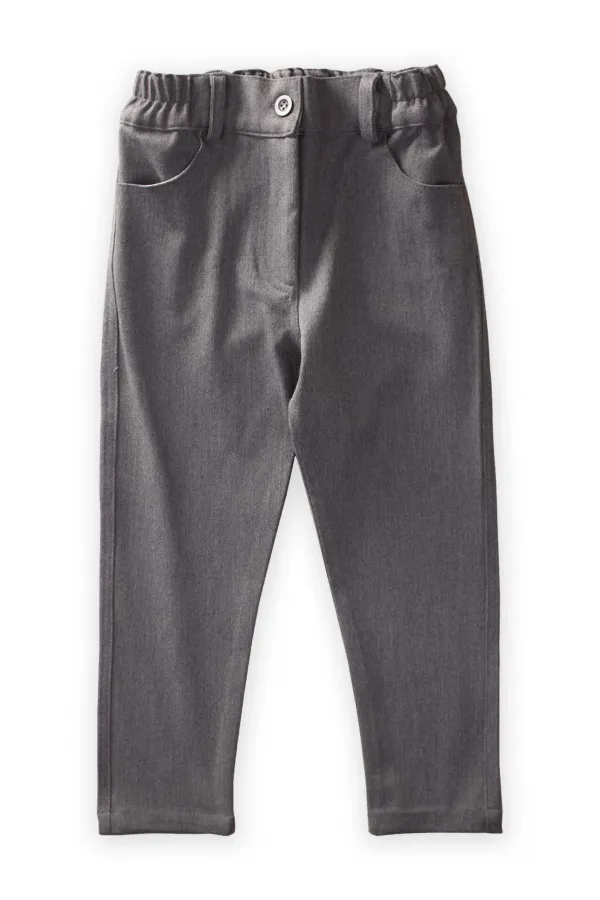 Pantalon en gabardine de lycra gris, 2-7 ans