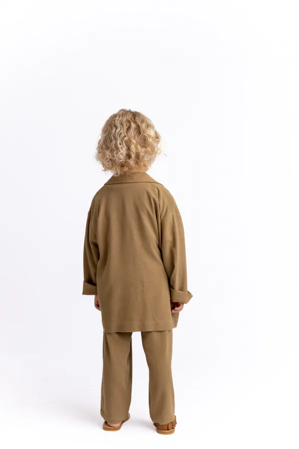 Keten Blazer Ceket 2-7 Yaş Caramel