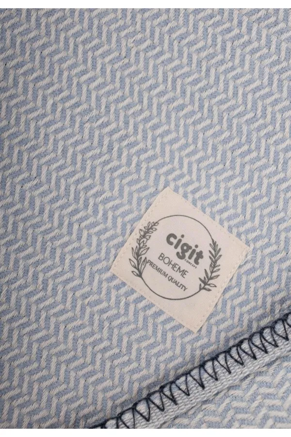 Çoban Dikişli Battaniye 93X100 Cm (+/- 3 Cm ) Mavi