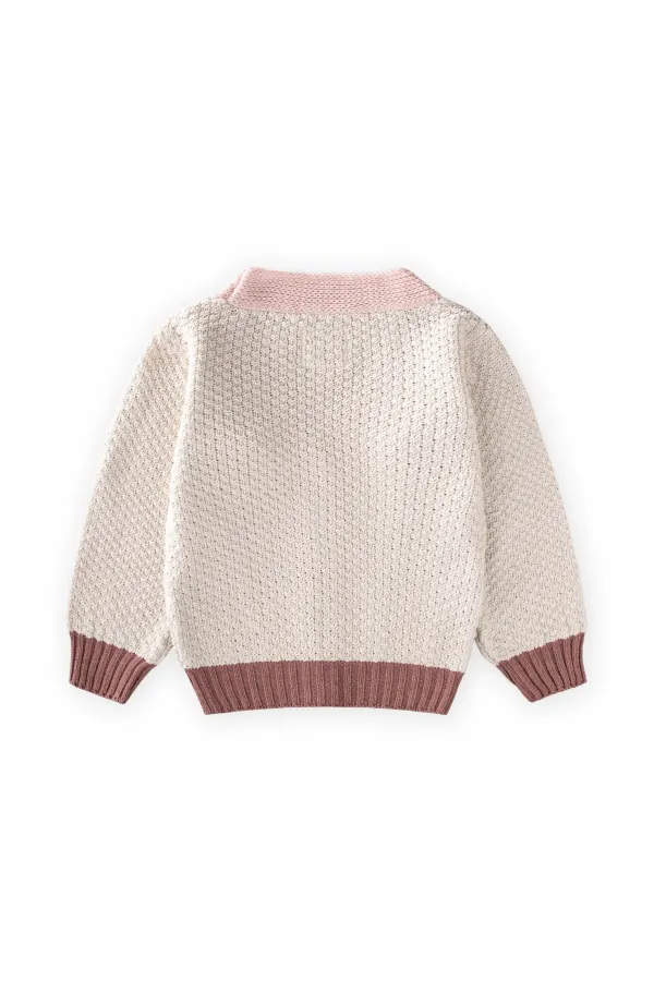 Triko Düğmeli Hırka 2-8 Yaş Doğal Pembe