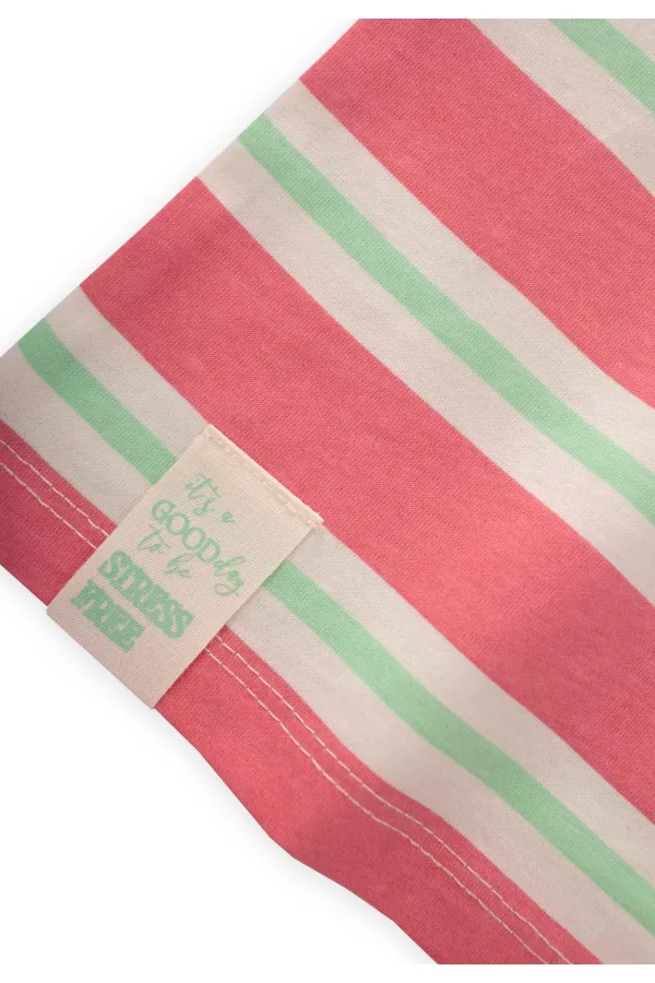 Striped Girl T-Shirt 2-10 Years Old Pink Green Striped