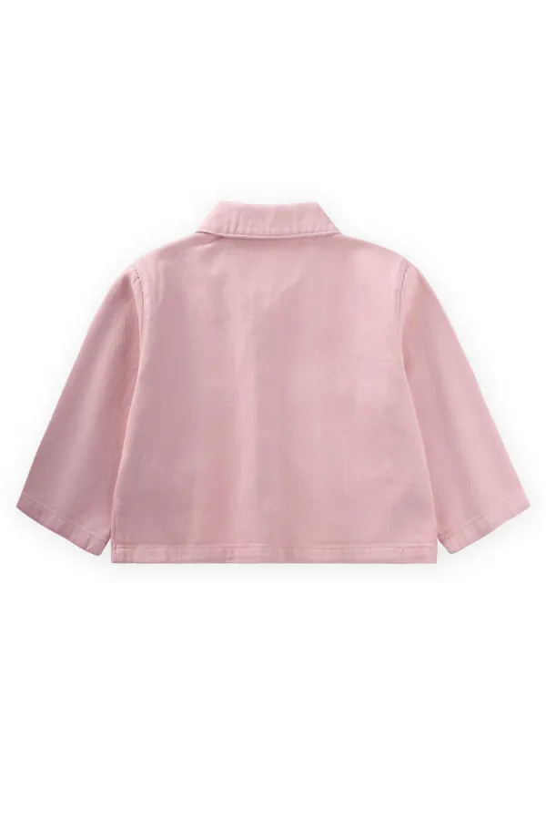 Large Double Pocket Gabardine Jacket for 2-7 Years Pink